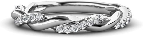 خاتم زفاف TriJewels مستدير 1.20 ملم ألماس 1/5 قيراط للنساء قابل للتكديس من الذهب عيار 14 قيراط in Kuwait