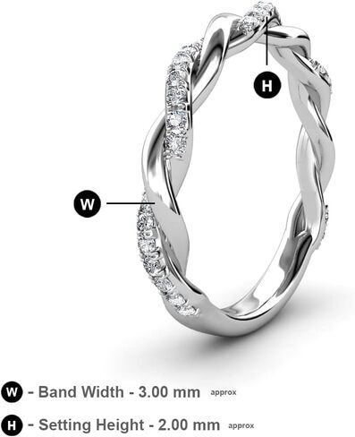 خاتم زفاف TriJewels مستدير 1.20 ملم ألماس 1/5 قيراط للنساء قابل للتكديس من الذهب عيار 14 قيراط in Kuwait