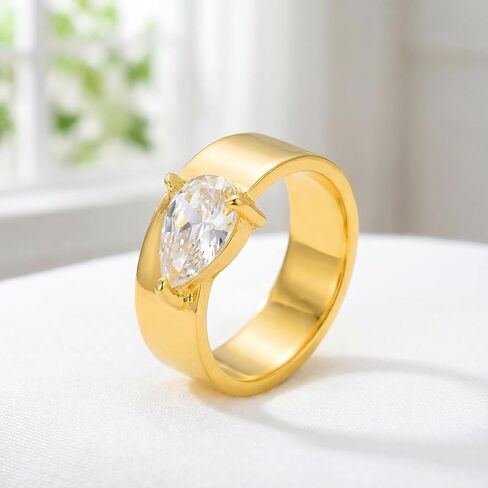 Minimalist Teardrop Diamond Ring Simple Women's Rings Fashion Hand Jewelry Ideal for Wedding or Dates Fine Christmas Gifts in Saudi Arabia