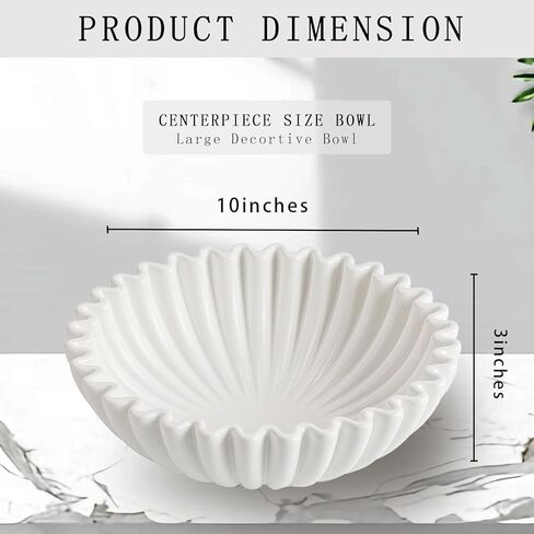 Large Ceramic Decorative Bowl -White Decorative Bowls for Home Decor-Perfect for Entry Way Table, Fruit Bowl, Key Bowl in Kuwait