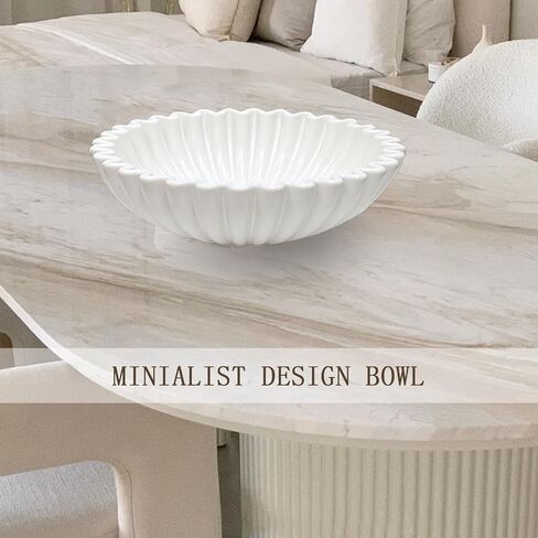 Large Ceramic Decorative Bowl -White Decorative Bowls for Home Decor-Perfect for Entry Way Table, Fruit Bowl, Key Bowl in Kuwait