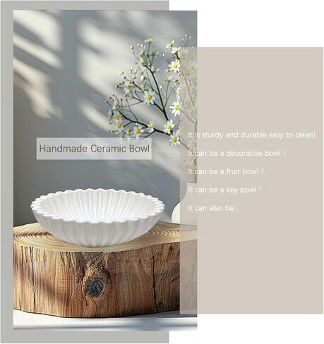 Large Ceramic Decorative Bowl -White Decorative Bowls for Home Decor-Perfect for Entry Way Table, Fruit Bowl, Key Bowl in Kuwait