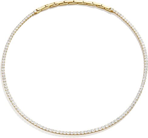 BaubleBar Bennett 18K Gold Vermeil Adjustable Classic Tennis Necklace, Gold-Plated/Pavé in Saudi Arabia