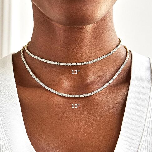 BaubleBar Bennett 18K Gold Vermeil Adjustable Classic Tennis Necklace, Gold-Plated/Pavé in Saudi Arabia
