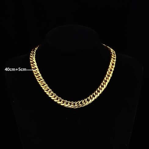 FEEL STYLE Chunky Gold Necklace for Women - 14K Gold Plated 10mm/14mm Cuban Link Chain & 8mm O-Link Chunky Necklace Fashion Jewelry Adjustable in Saudi Arabia