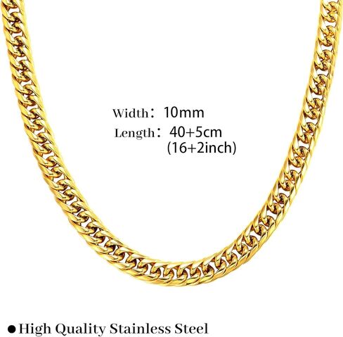 FEEL STYLE Chunky Gold Necklace for Women - 14K Gold Plated 10mm/14mm Cuban Link Chain & 8mm O-Link Chunky Necklace Fashion Jewelry Adjustable in Saudi Arabia