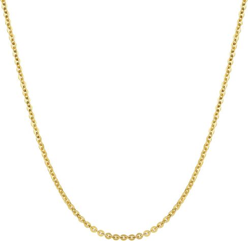 18K Gold Chain Necklace for Women Cable Necklaces Dainty Choker Adjustable Thin Chains Trendy Layered Sturdy Jewelry Spring Clasp Simple Shiny Real Gold Gift in Saudi Arabia