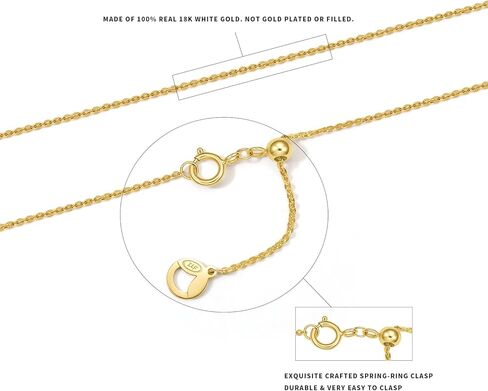 18K Gold Chain Necklace for Women Cable Necklaces Dainty Choker Adjustable Thin Chains Trendy Layered Sturdy Jewelry Spring Clasp Simple Shiny Real Gold Gift in Saudi Arabia