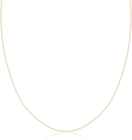 14K Gold Plated Sterling Silver Chain Necklace for Women Cable 1mm Responsibly Sourced - Non-Migrating Clasp Design - 14K Gold Plated Sterling Silver Chain Necklace - Italian Made in Italy - Quality Durable Sturdy 1mm Chain for Women - Quality Gift Box, 1 in Saudi Arabia