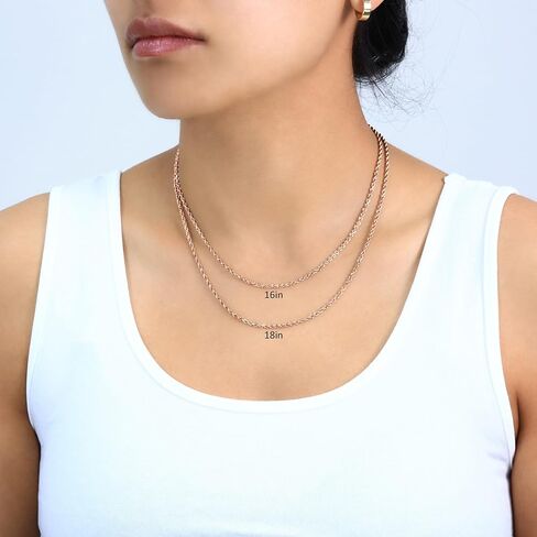 Nuragold 14k Real Rose Gold 2mm Rope Chain Diamond Cut Necklace (16"-30") Italian Jewelry for Men & Women in Saudi Arabia