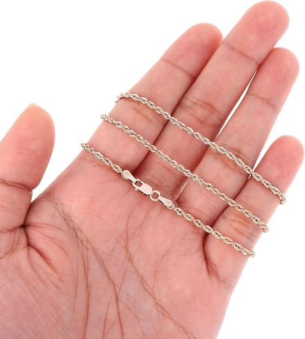 Nuragold 14k Real Rose Gold 2mm Rope Chain Diamond Cut Necklace (16"-30") Italian Jewelry for Men & Women in Saudi Arabia