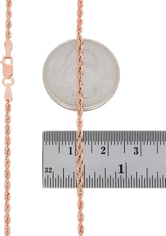Nuragold 14k Real Rose Gold 2mm Rope Chain Diamond Cut Necklace (16"-30") Italian Jewelry for Men & Women in Saudi Arabia