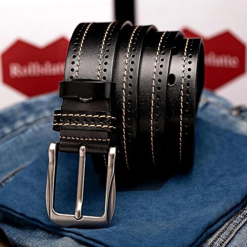 Luxury Full Grain Genuine Leather Belt Men Gift, 1.5" Wide Vintage Real Leather Western Cowboy Men's Belts in Saudi Arabia
