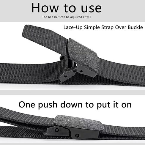 Nylon Belts for Men Women, Outdoor Military Belt, No Metal Military Belt, Canvas Breathable Military, Adjustable Casual Belt-Black in Saudi Arabia