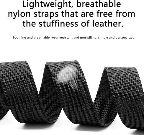 Nylon Belts for Men Women, Outdoor Military Belt, No Metal Military Belt, Canvas Breathable Military, Adjustable Casual Belt-Black in Saudi Arabia