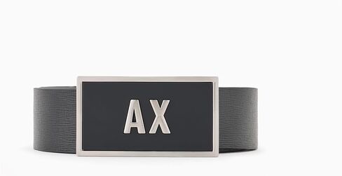 Armani Exchange Men's Double Buckle Logo Belt, Black/Navy, One size in Saudi Arabia
