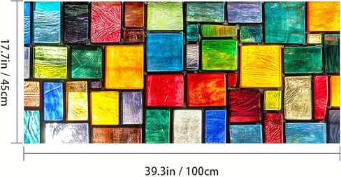 Stained Glass Window Film 39.3x17.7 Inch Colorful Mosaic Windows Cling Privacy Glass Sticker Static Decorative Window Film No Glue UV Blocking for Kitchen Bathroom Front Door in Saudi Arabia
