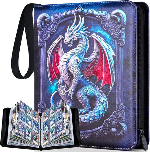 Baseball Card Binder 900 Pockets ، Binder Card Card Binder with Sleeves ، 50 Pages ، 3 Ring Trading Zipper Binder Card Album for TCG CCG MTG Baseball Card in Kuwait