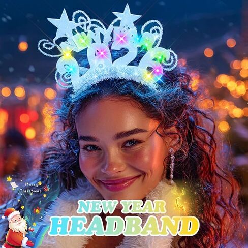 EARENT 2026 Happy New Year Silver Light Up Headband LED Star Hair Hand Flashing New Years Eve Celebration Hair Accessorie in Saudi Arabia