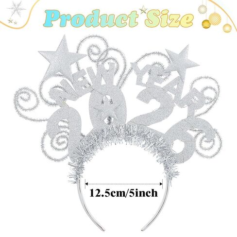 EARENT 2026 Happy New Year Silver Light Up Headband LED Star Hair Hand Flashing New Years Eve Celebration Hair Accessorie in Saudi Arabia