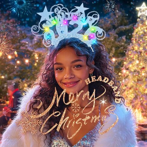 EARENT 2026 Happy New Year Silver Light Up Headband LED Star Hair Hand Flashing New Years Eve Celebration Hair Accessorie in Saudi Arabia