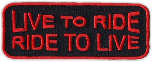 Motorcycle Jacket Embroidered Patch - Live to Ride, Ride to Live (Orange) - Vest, Cut, Leathers - 4" x 1.5" in Saudi Arabia