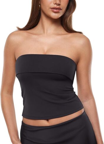 INLYRIC Natrelax Women's Tube Tops Strapless Tank Tops Sexy Summer Going Out Crop Tops Trendy Bandeau Tops in Saudi Arabia