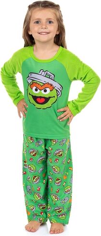 Sesame Street Oscar the Grouch Pajamas Boys' Long Sleeve Shirt and Pant Loungewear Set in Saudi Arabia