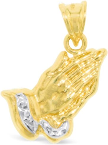Floreo 10k Yellow Gold Mini Praying Hands Two-Tone Religious Pendant in Saudi Arabia