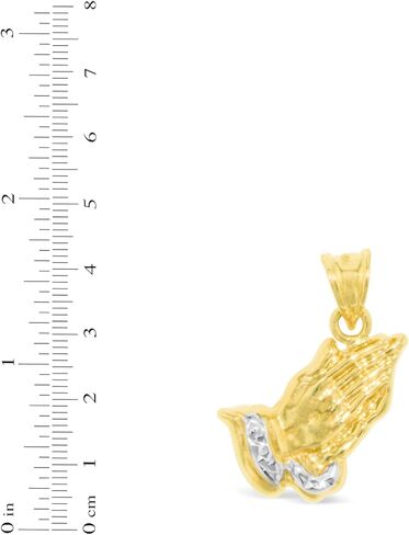 Floreo 10k Yellow Gold Mini Praying Hands Two-Tone Religious Pendant in Saudi Arabia