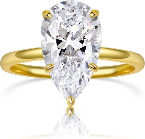 5.0CT Elongated Pear Shaped Engagement Women Ring,Wedding Promise Cubic Zirconia Band, 14K Gold/White Gold Plated Simulated Diamond Rings Size 5-9 in Saudi Arabia