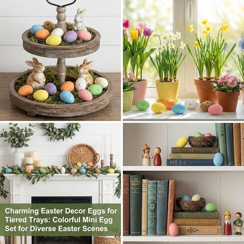 100PCS 0.7Ft. Easter Decor Eggs Mini Plastic Easter Eggs - Bulk Small Decorative Easter Eggs for Crafts, Easter Basket Fillers, Vase & Table Centerpiece Home Decor in Saudi Arabia