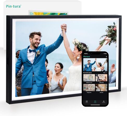PINTURA Digital Picture Frame,13.3" WiFi Photo Frame 1080p 1920 * 1080 Screen Blue,64G/8G Cloud,Wall Mountable/Desk,Share Photos/Videos Instantly via Pintura App,Great Gift for Loved Ones in Saudi Arabia
