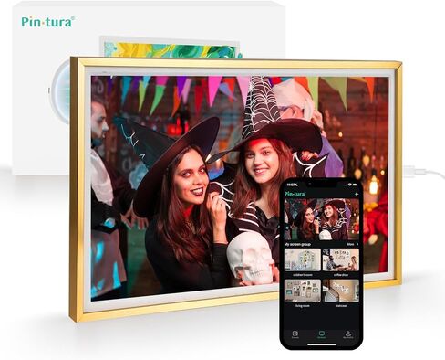PINTURA Digital Picture Frame,13.3" WiFi Photo Frame 1080p 1920 * 1080 Screen Blue,64G/8G Cloud,Wall Mountable/Desk,Share Photos/Videos Instantly via Pintura App,Great Gift for Loved Ones in Saudi Arabia