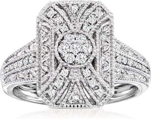 Ross-Simons 0.25 ct. t.w. Diamond Scrollwork Ring in Sterling Silver in Saudi Arabia