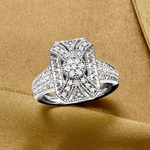 Ross-Simons 0.25 ct. t.w. Diamond Scrollwork Ring in Sterling Silver in Saudi Arabia