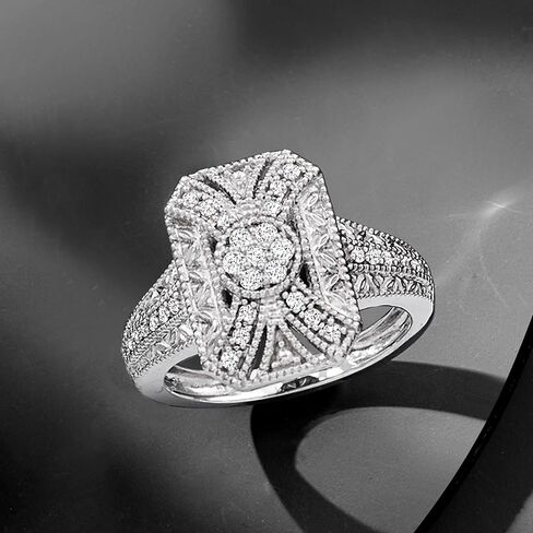Ross-Simons 0.25 ct. t.w. Diamond Scrollwork Ring in Sterling Silver in Saudi Arabia