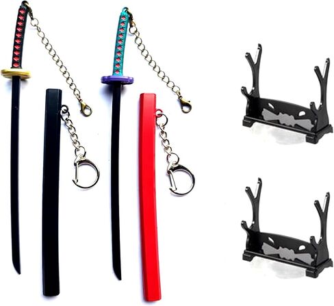 Mini Samurai Sword Keychain, 2-Piece Metal Letter Opener Set with Display Stand, Decorative Gift in Saudi Arabia