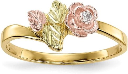 Gold Diamond Rose Ring Tri-Color Gold Black Hills 10k ~ Size: 7 in Saudi Arabia