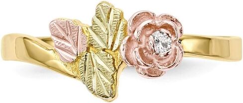 Gold Diamond Rose Ring Tri-Color Gold Black Hills 10k ~ Size: 7 in Saudi Arabia