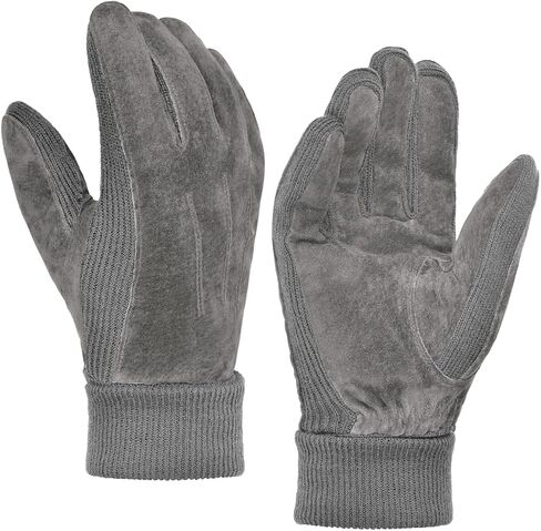Harssidanzar Mens Winter Gloves Thermal Wool Fleece Lined Suede Gloves SM045US in Kuwait