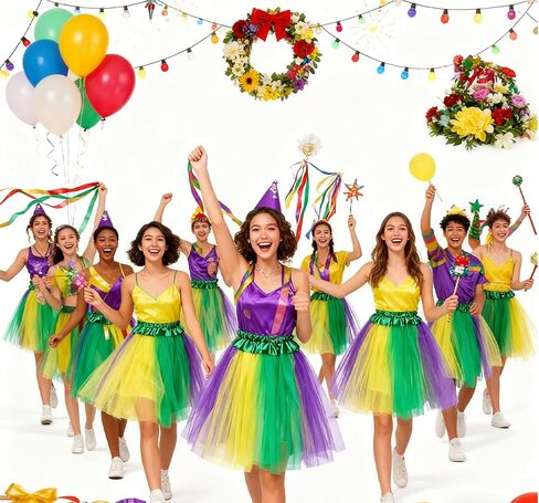 Mardi Gras Rainbow Tutu Skirt Tulle Dance Skirts Adult Tutus Outfit Carnival Accessories Parade Party in Saudi Arabia