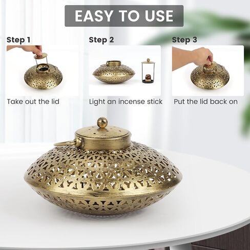 Lotoo Hanging Incense Burner, Cone Incense Holder with Brass Bells, Vintage Antique Home Room Wall Decor for House Warming Spiritual Reiki Yoga Meditation Gifts for Women Men in Saudi Arabia