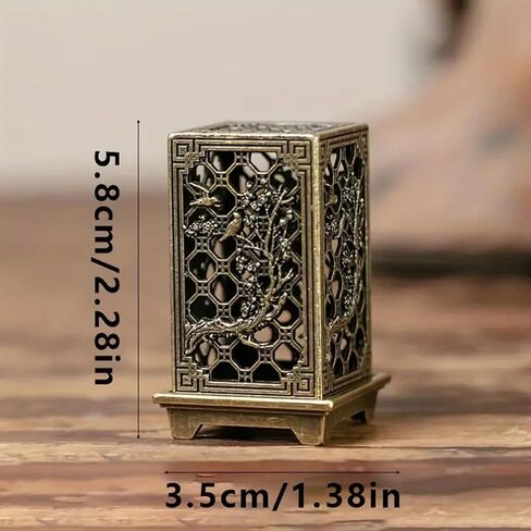 Mini Copper Incense Burner – Elegant Square Incense Holder with Auspicious Patterns for Home Decor and Meditation in Saudi Arabia