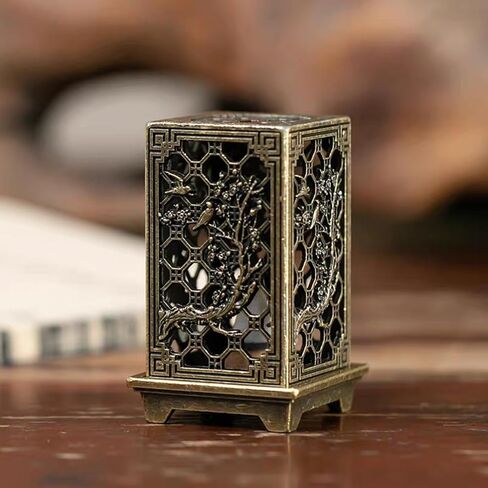 Mini Copper Incense Burner – Elegant Square Incense Holder with Auspicious Patterns for Home Decor and Meditation in Saudi Arabia
