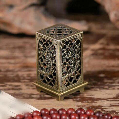 Mini Copper Incense Burner – Elegant Square Incense Holder with Auspicious Patterns for Home Decor and Meditation in Saudi Arabia