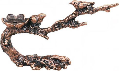 Magpie Plum Blossom Incense Holder Bronze Color Brass Figurine for Home Decor and Incense in Saudi Arabia