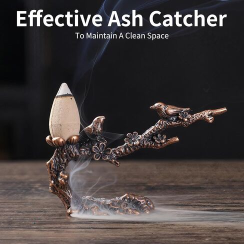 Magpie Plum Blossom Incense Holder Bronze Color Brass Figurine for Home Decor and Incense in Saudi Arabia