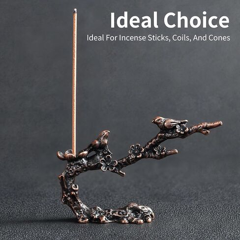 Magpie Plum Blossom Incense Holder Bronze Color Brass Figurine for Home Decor and Incense in Saudi Arabia