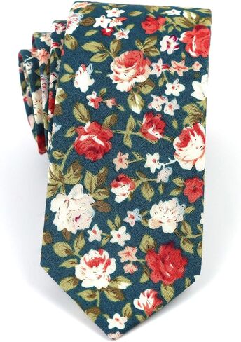 ZONFAZ Men's Skinny Cotton Floral Necktie – Printed Tie for Wedding,Party,Groom & Groomsmen +Gift Box in Saudi Arabia